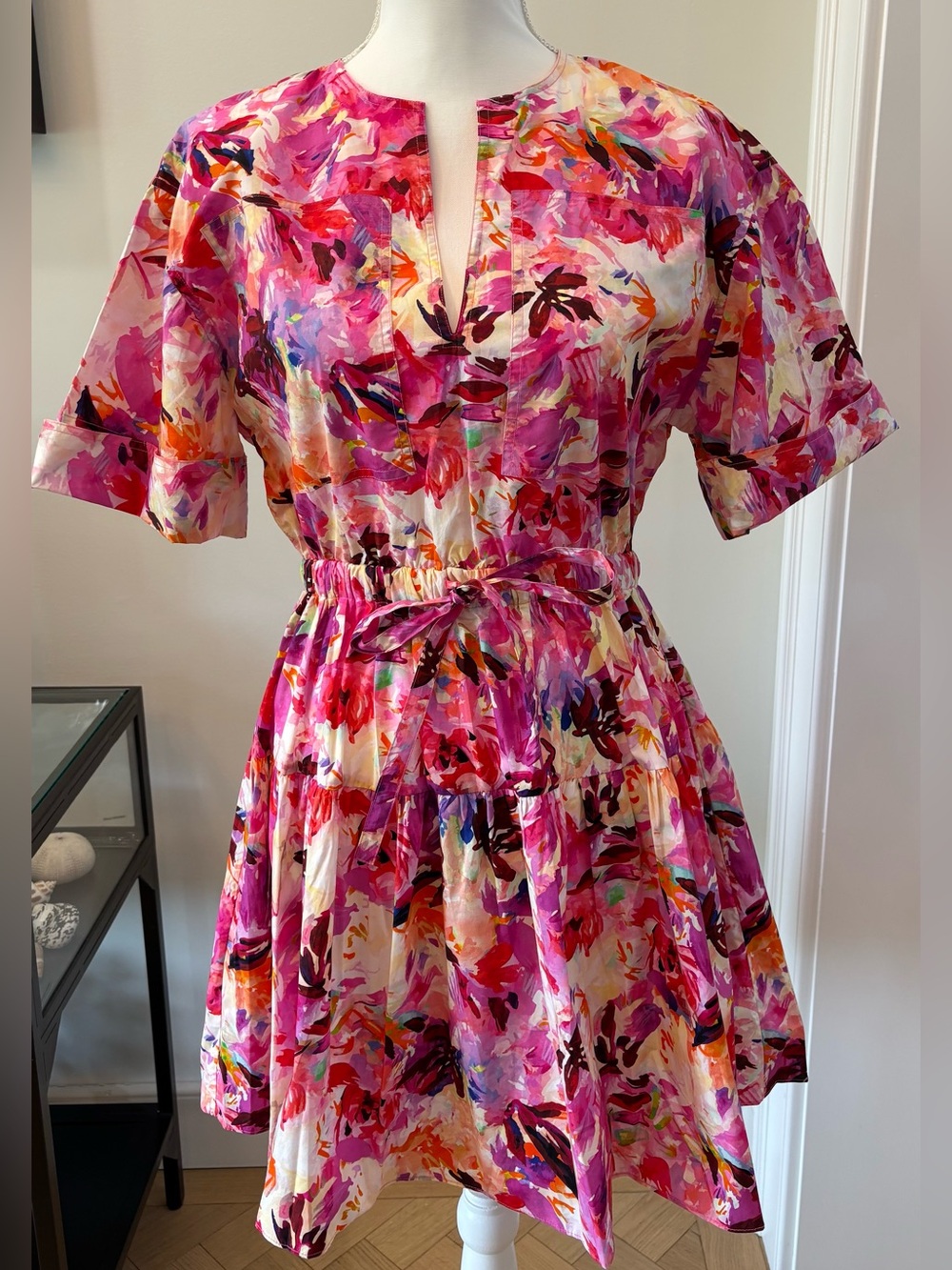 Ulla Johnson Multicolor Floral Summer Garden Party Cotton Mini Dress, Size 4